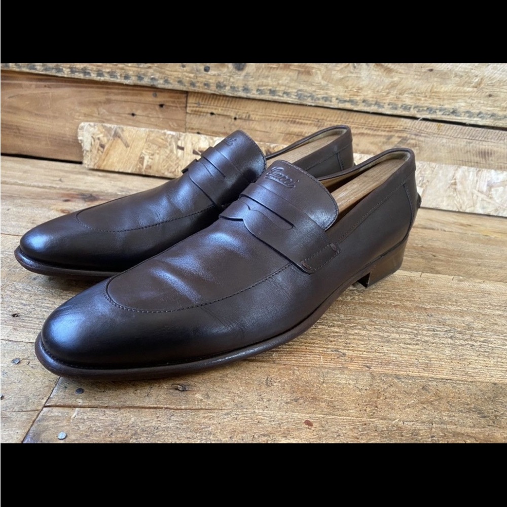 Gucci Dark Brown Leather Men's Loafers 10d Gucci size 11 US